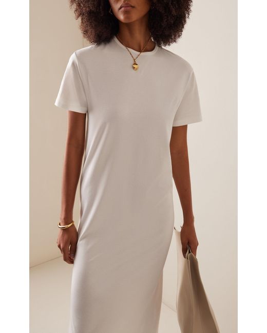 Frankie Shop White Maya Stretch-cotton Maxi T-shirt Dress