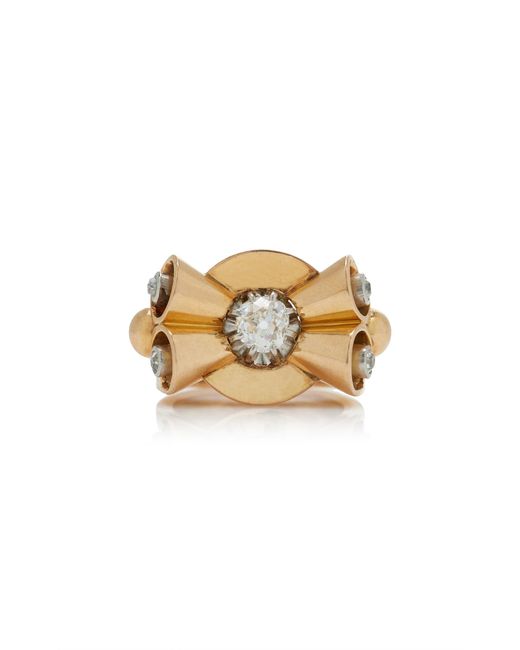 Stephanie Windsor Metallic Retro French 18K Rose Daimond Bow Ring