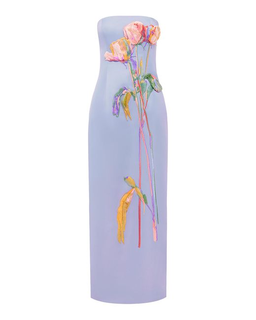 LEO LIN White Rayna Embroidered Bustier Maxi Dress