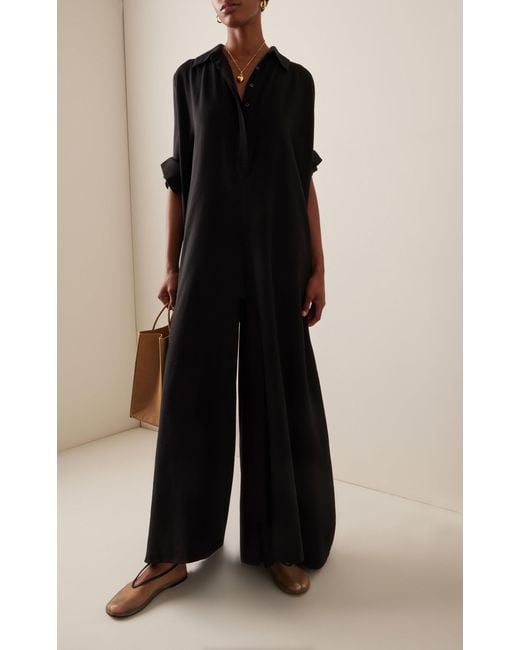 Frankie Shop Black Exclusive Gatsby Oversized Woven Jumpsuit