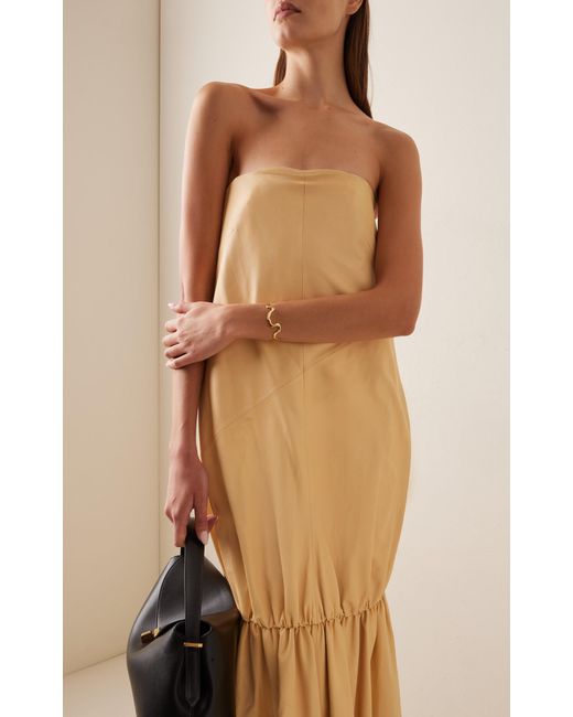 Proenza Schouler Natural Margot Strapless Leather Maxi Dress