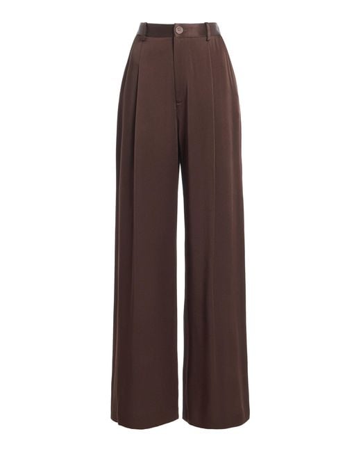 LAPOINTE Brown Relaxed Pleated Satin Pants