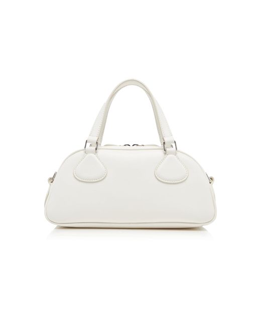 Courreges White Friday Leather Bowling Baguette Bag