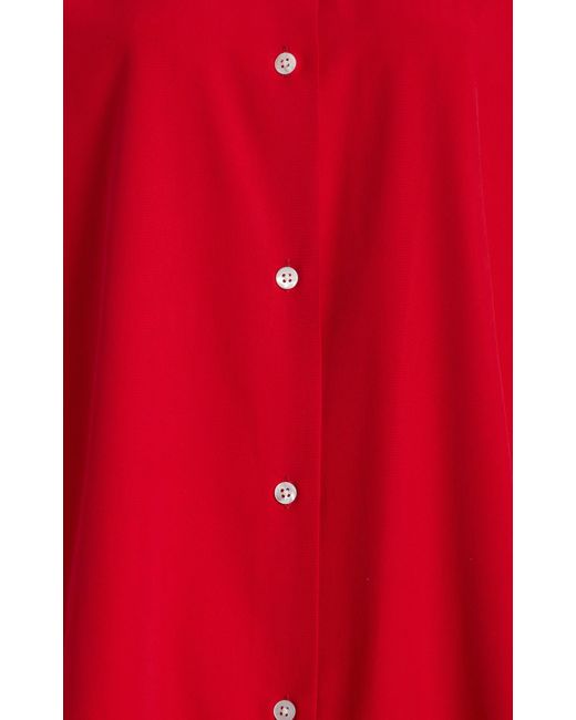 The Row Red Andra Oversized Silk Shirt