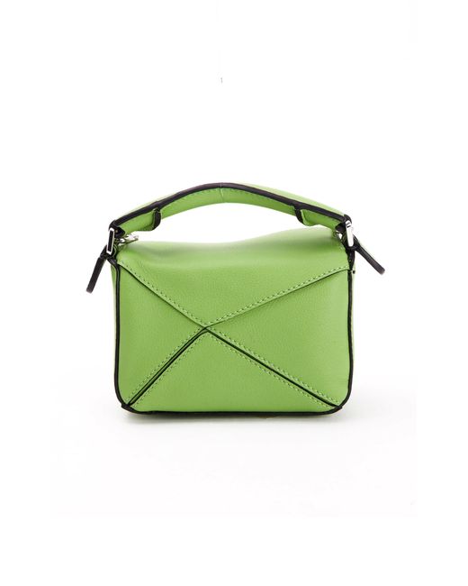Loewe Puzzle Nano Leather Bag in Green