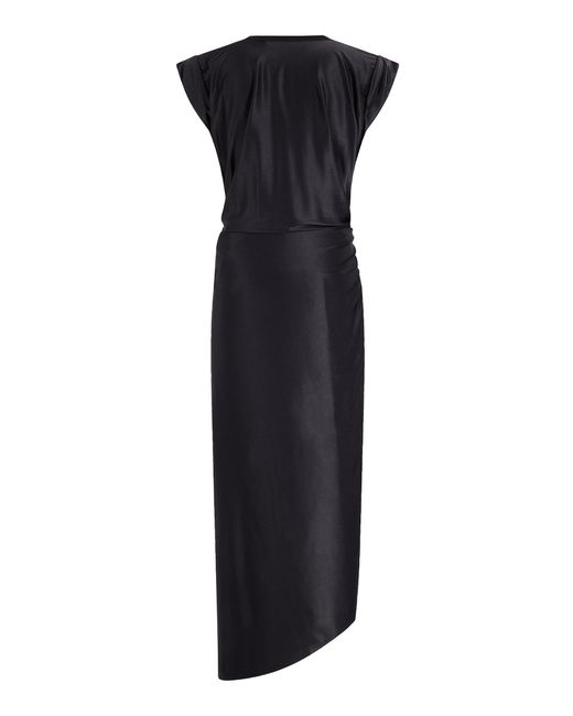 Rabanne Black Draped Jersey Midi Dress