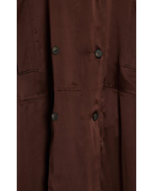 Peter Do Brown Double-breasted Silk-satin Duster Trench Coat