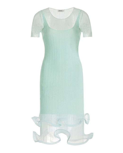 Jonathan Simkhai Green Jett Sheer Plissé Mini Dress