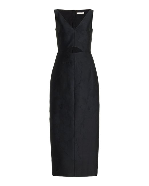 Emilia Wickstead Black Ilyse Embossed Cutout Cloque Midi Dress
