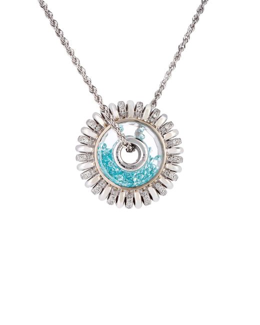 Moritz Glik Blue 18K Mola Roda 15 Necklace Half-Pave Paraiba