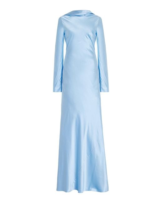 Alejandra Alonso Rojas Blue Exclusive Draped Silk Gown