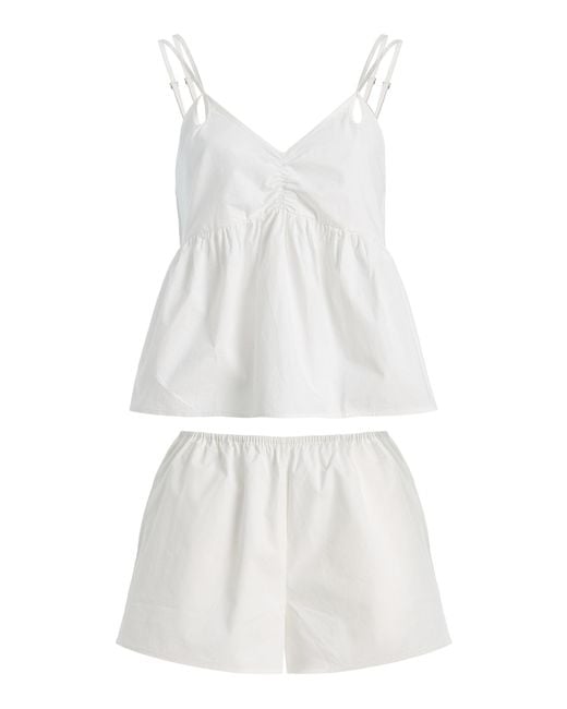 Deiji Studios White Bind Cotton-Poplin Short Set