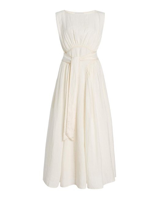 Merlette White Verena Linen Midi Dress