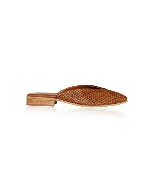 Bembien Brown Faye Woven Leather Mules