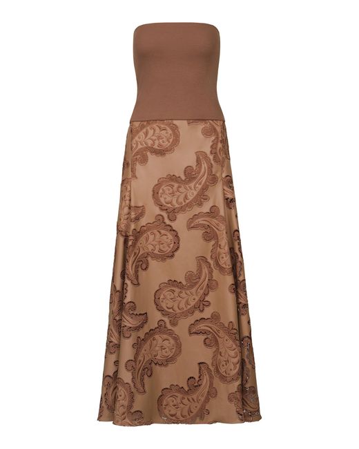 Johanna Ortiz Brown The Quiet Bloom Asymmetric Maxi Dress