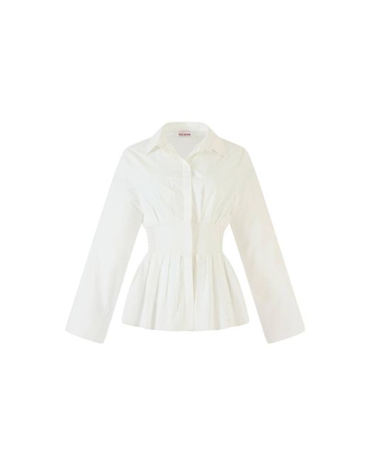 Rosie Assoulin White Boogie Woogie Bugle Boy Cotton Poplin Top