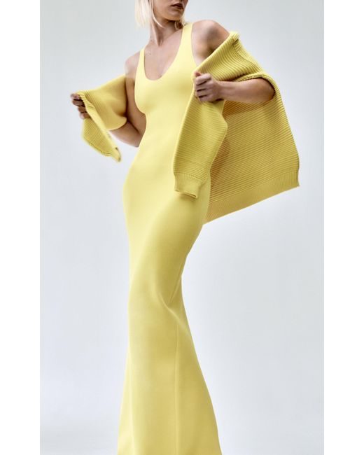 Brandon Maxwell Yellow The Cara Knit Maxi Dress