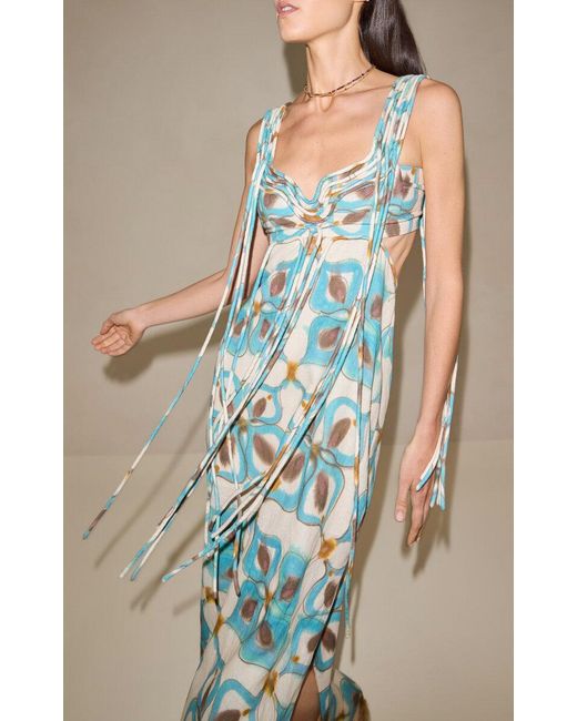Alexis Blue Eden Linen-Cotton Maxi Dress