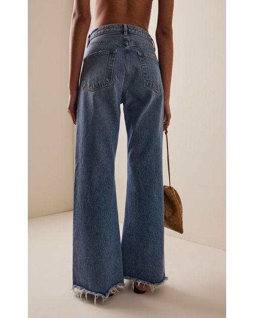 FRAME Blue The Lax Frayed Flared Jeans