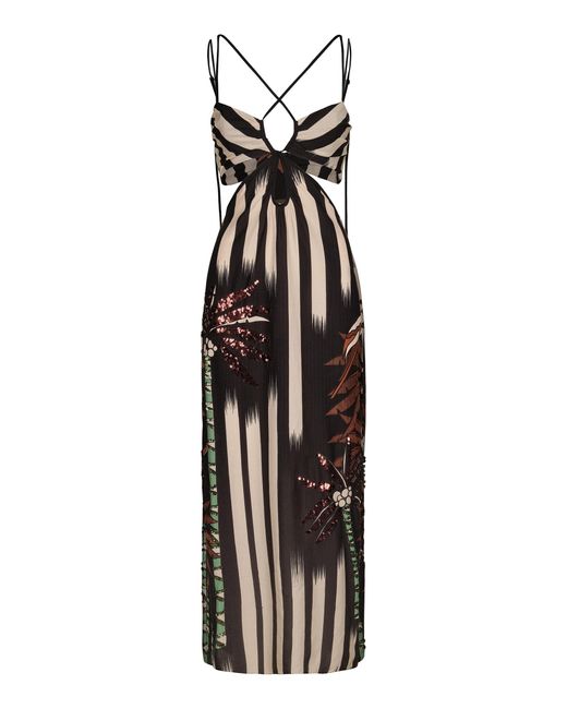 Johanna Ortiz Multicolor Spicy Song Embroidered Cutout Silk Midi Dress
