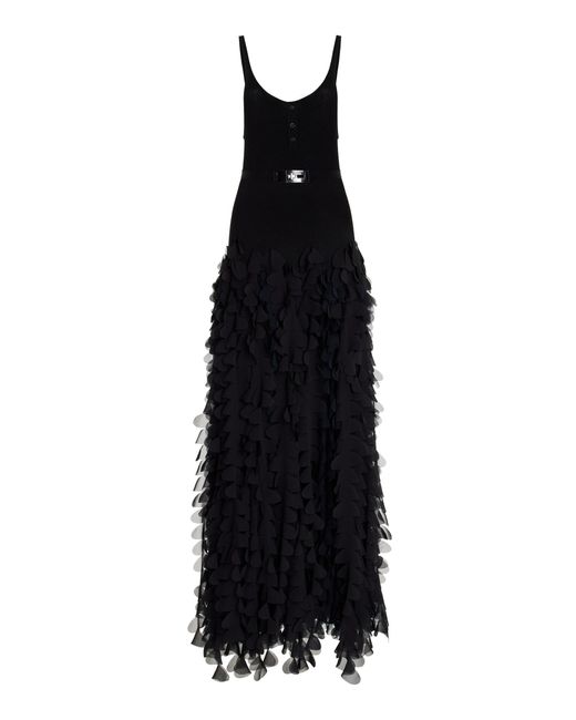 Brandon Maxwell Black The Devyn Petal Ribbon-Embroided Maxi