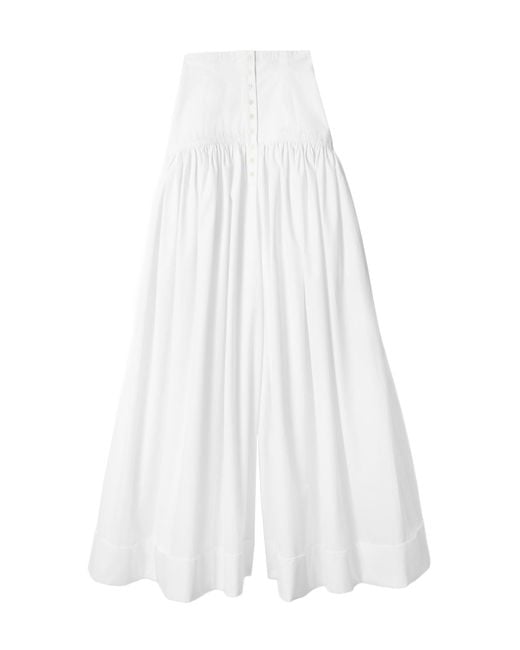Jacquemus White The Pietra Hem Pleated Cotton Wide-Leg Pants