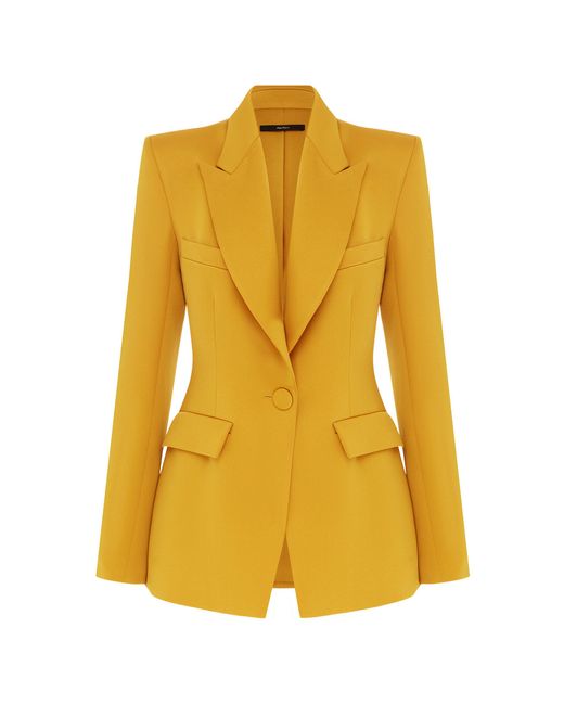 Alex Perry Yellow Single-breasted Satin Crepe Blazer