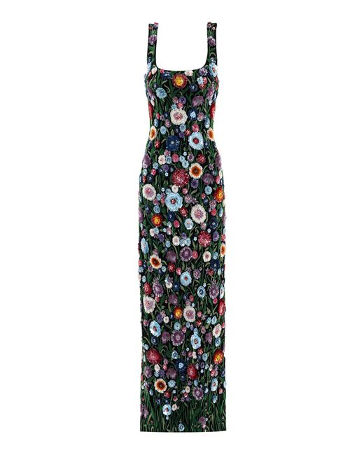 La Fuori White Moonlit Bloom Garden Embellished Midi Dress
