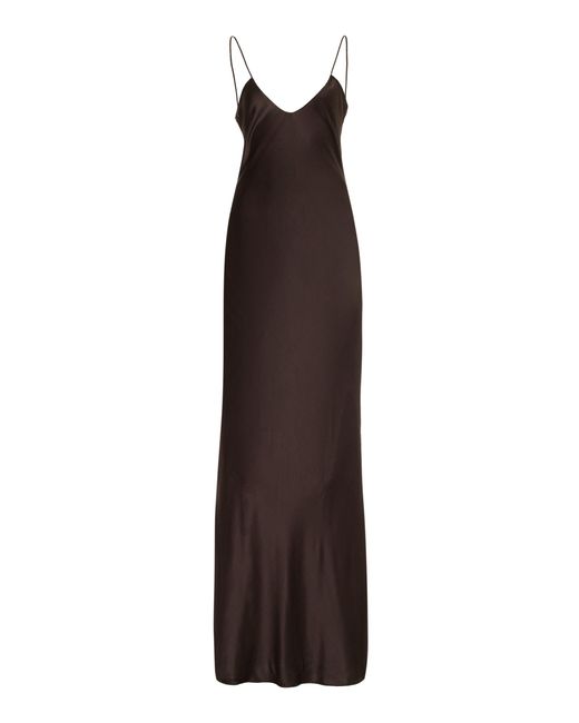 Nili Lotan Brown Cami Bias-cut Silk Gown