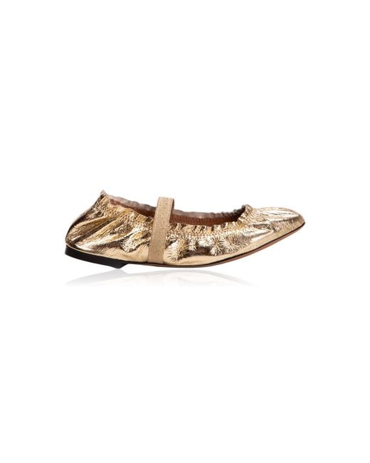 Odissi Flora Metallic Leather Ballerina Flats