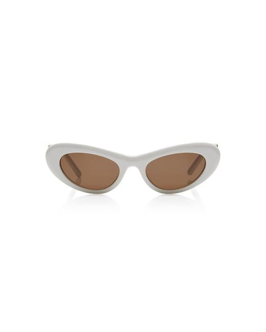 Loewe White Slim Acetate Cat-Eye Sunglasses