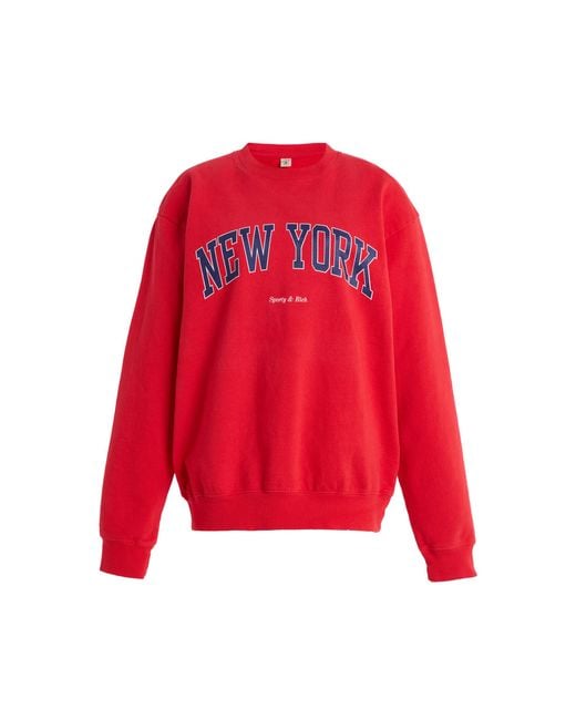 Sporty & Rich Red New York Cotton Ivy Sweatshirt