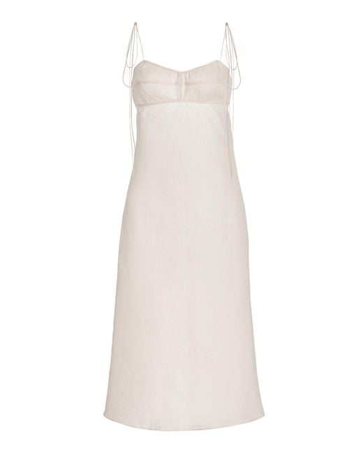 Anna October White Exclusive Kamini Bustier-style Linen Mini Dress