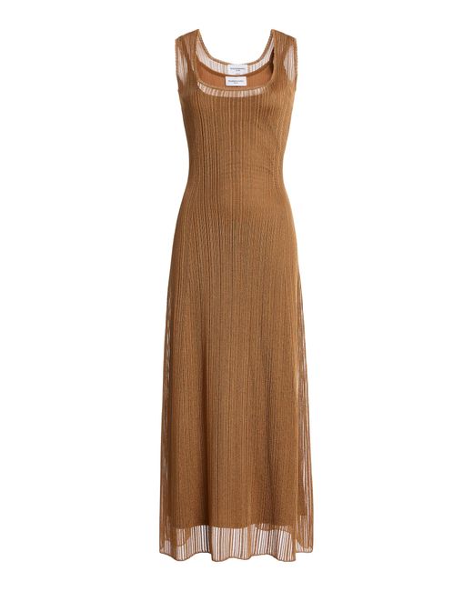 Brandon Maxwell Brown Rue Pointelle Midi Dress