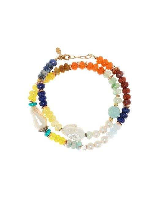 Joie Multicolor Exclusive La Isla Diamond Baroque Pearl Pastel Wrap Anklet/Necklace