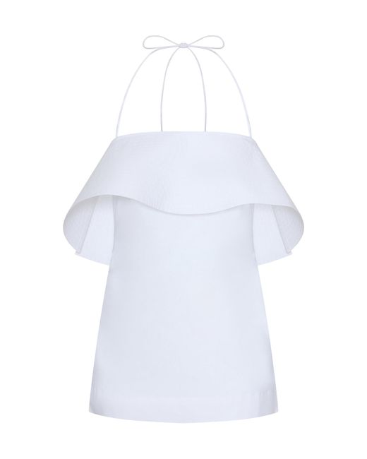 OSSOU White Romi Foldover Cotton Top