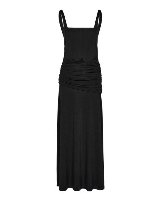 Johanna Ortiz Black Plant Of Joy Ruched Jersey Maxi Dress