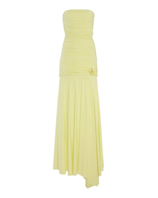 Maygel Coronel White Exclusive Lemeitre Ruched Jersey Maxi Dress