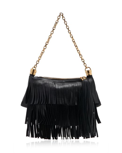Chloé Black Fringed Leather Foulard Bag