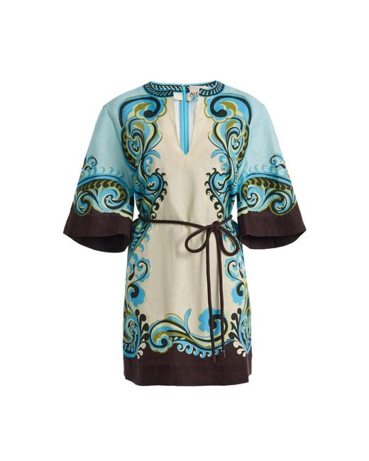 ALÉMAIS Green Natalia Printed Linen Mini Dress