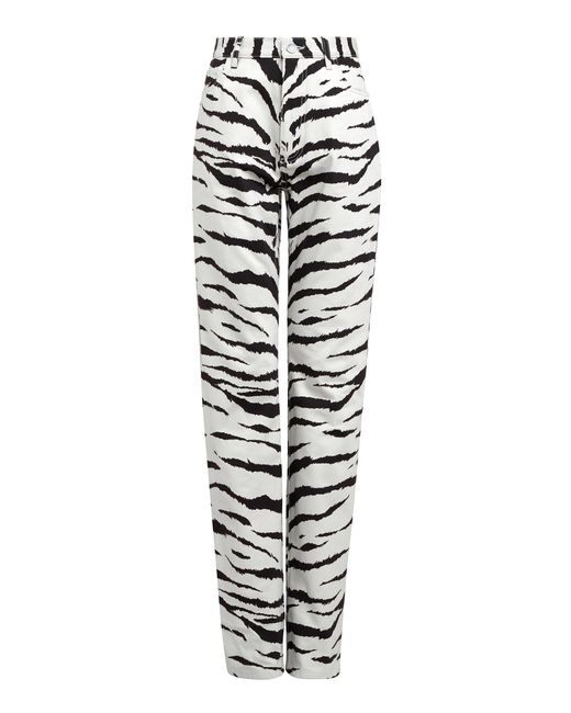 Alaïa White Zebra-print Straight-leg Jeans