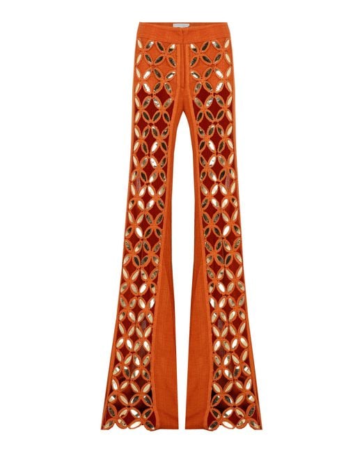 RAISA & VANESSA Orange Embellished Cotton Pants