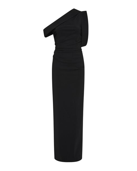Rachel Gilbert Black Rowana One-Shoulder Gown