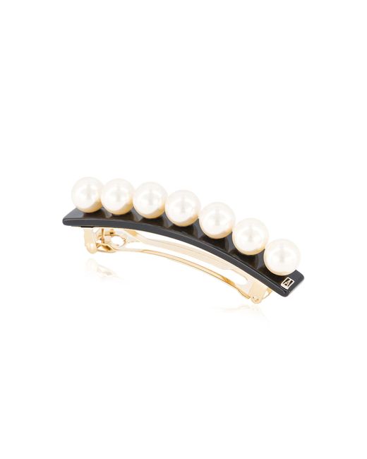 Alexandre De Paris Black Faux Pearl Barette