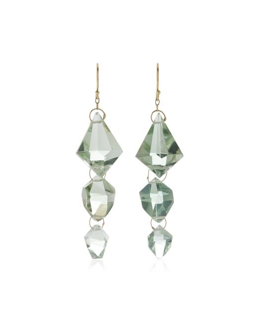 Ten Thousand Things White 18k Yellow Gold Triple Faceted Earring