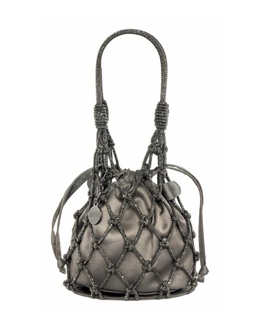 Judith Leiber Black Sparkle Net Satin Pouch