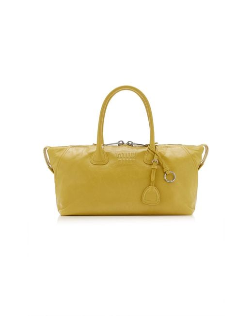 Miu Miu Yellow Leather Tote Bag