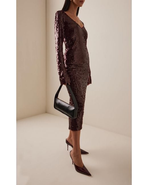 ROTATE BIRGER CHRISTENSEN Purple Sequined Midi Skirt