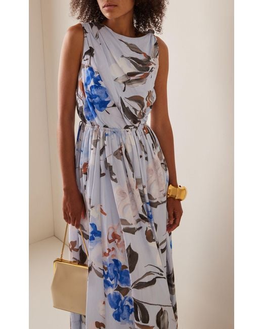 Aje. Blue Abbey Floral-print Rayon-blend Midi Dress