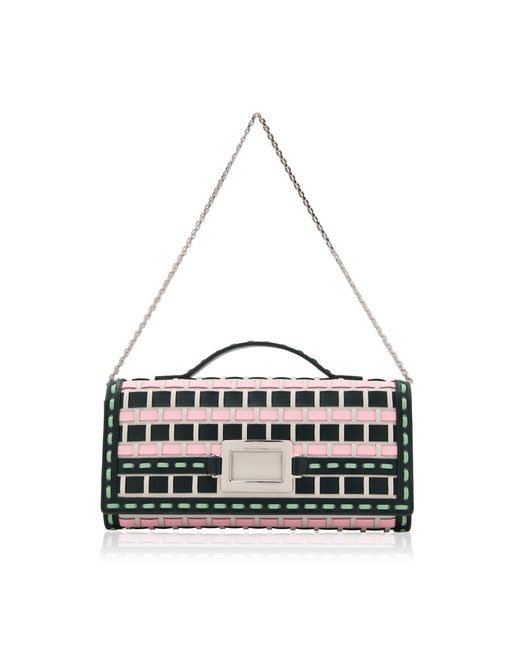 Roger Vivier White Belle Vivier Leather Clutch